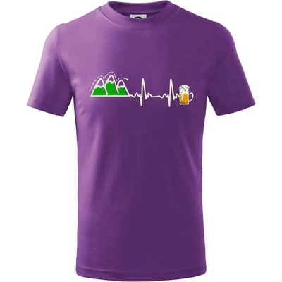 EKG z hôr na pivo tričko detské fialová