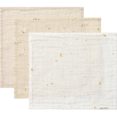 Little Dutch Obrúsky mušelínové Hus Newborn Naturals 3 ks