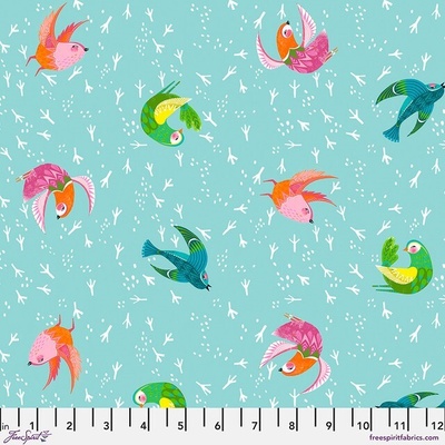 Bavlněná látka ptáčci modrá | Cori Dantini – What The Birds Said – Give it to the Wind Sky