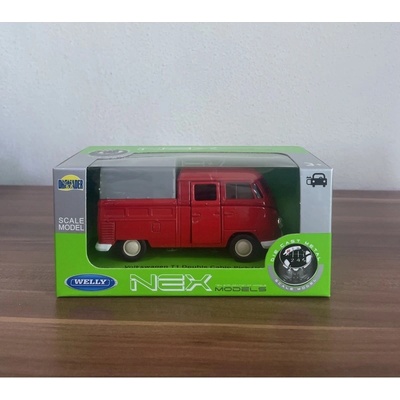 Welly Volkswagen T1 Double Cabin Pick Up Červená 1:34