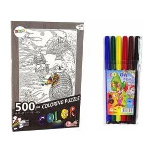 LEAN Toys Puzzles to colour 500 pieces Fish Ocean