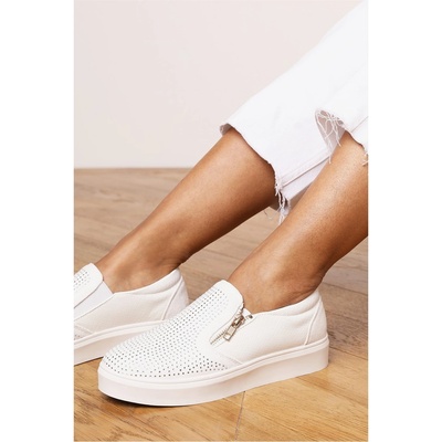 Wheres That From Маратонки Wheres That From Zip detail Trainer with Diamante Toe - White