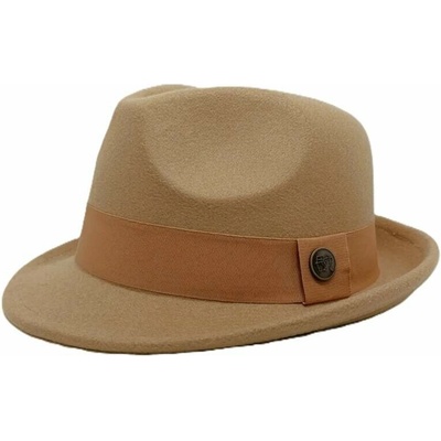 Pánsky fedora klobúk elegantný plstený model béžový