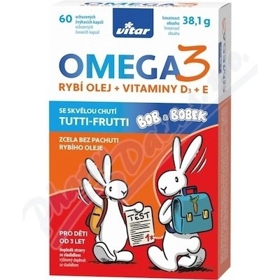 VITAR KIDS Omega 3 + Vitamín D + Vitamín E 60 kapsúl