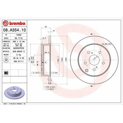 BREMBO brzdový kotúč 08.A354.10, sada 2 ks