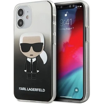 KARL LAGERFELD Луксозен Калъф за iPhone 12 Mini, KARL LAGERFELD Gradient Iconik Case, Черен (KLHCP12STRDFKBK)