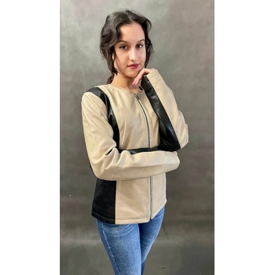 Max Original Leather Dámska kožená bunda MADI BIG ivory/black