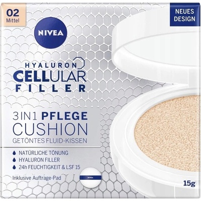 Nivea Cellular Expert Finish 3in1 Care Cushion SPF15 pečující make-up v houbičce 3 v 1 15 g 01 hell