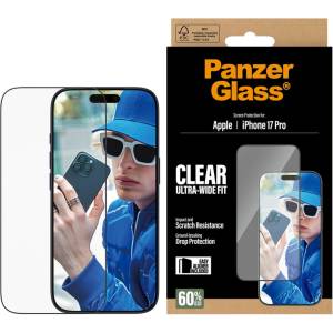 Panzer Стъклен протектор PanzerGlass за iPhone 17 Pro, Ultra-Wide Fit, Прозрачен