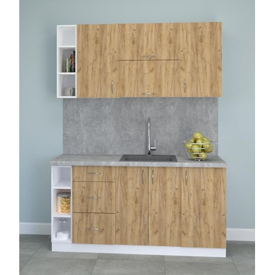 Кухня Модест модел 4 бял и дъб крафт