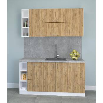 Кухня Модест модел 4 бял и дъб крафт