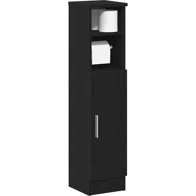 vidaXL Шкаф за баня с поставка за ролки, черен, 20, 5x22x90 см (858498)