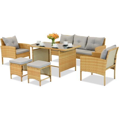 Garden Point Полиратанов комплект с пуфове Bari Garden Point бежов (GAP434)