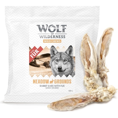 Wolf of Wilderness 400г заешки уши с козина Wolf of Wilderness Meadow Grounds за кучета