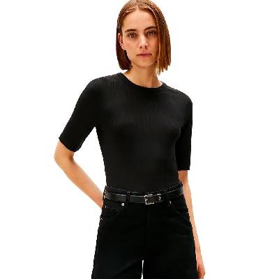 Тениска Tommy hilfiger WW0WW47308 3/4 sleeve T-shirt - Black (Black)