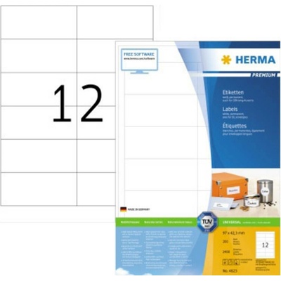 Herma 4623 97 x 42.3 mm papier biela 2400 ks trvalé univerzálne etikety atrament, laser, kópie