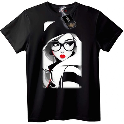 NOONEBRAND Тениска Стилно Момиче с Очила - 7XL, Black