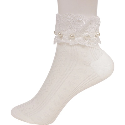 Нежни дамски чорапи с дантела и перли