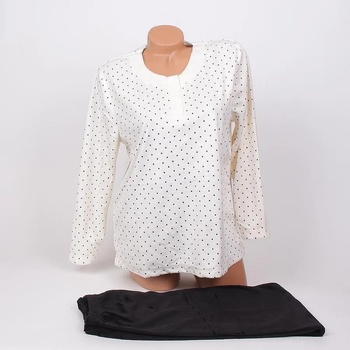 Image 1 of Дамска макси плюшена пижама в бяло и черно с точки