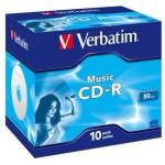 Verbatim CD-R(опаковка от 10)Audio/Live it! /Цвят/Jewel/80Min (43365)