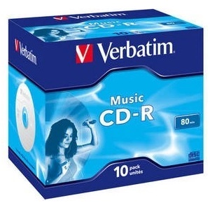 Verbatim CD-R(опаковка от 10)Audio/Live it! /Цвят/Jewel/80Min (43365)