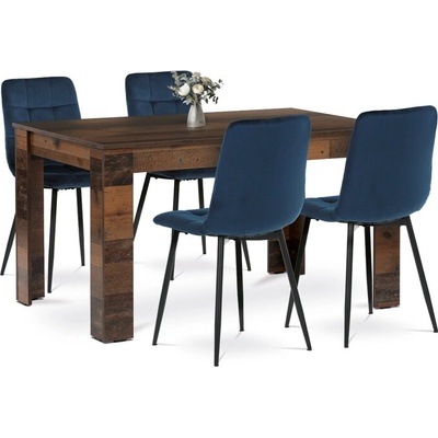 Sconto Jedálenská Zostava Edgar Staré Drevo / Modrá / Čierna