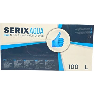 SERIX AQUA Медицински нитрилни ръкавици Blue Nitrile Gloves, L, 100 бр