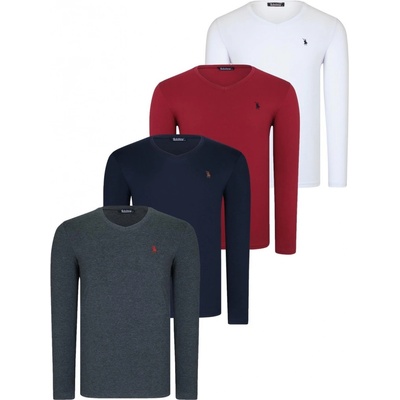 Dewberry T8587 Quadruple Set V-Neck Sweatshirt antracitová tmavomodrá biela bordová