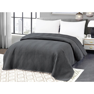 Textilomanie Tmavě šedý sametový přehoz na postel ARROW VELVET 200 x 220 cm