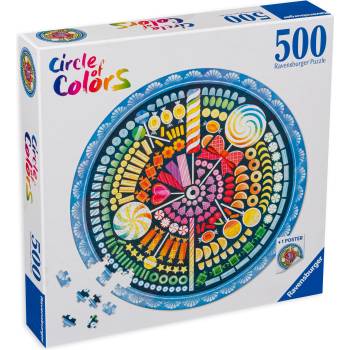 Ravensburger Кръгъл пъзел Ravensburger от 500 части - Бонбони (17350)