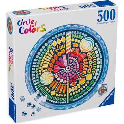 Ravensburger Кръгъл пъзел Ravensburger от 500 части - Бонбони (17350)