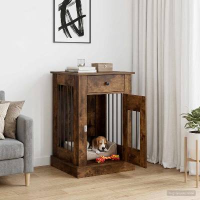 vidaXL Мебели за кучешка клетка Опушен дъб 50 x 47, 5 x 80 см (8014781)