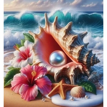 Norimpex - Puzzle Diamant painting: Shell with pearl 30x40cm - 1 - 39 piese
