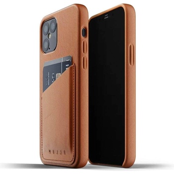 Mujjo Leather Wallet Case - кожен (естествена кожа) кейс с джоб за кредитна карта за iPhone 12, iPhone 12 Pro (кафяв)