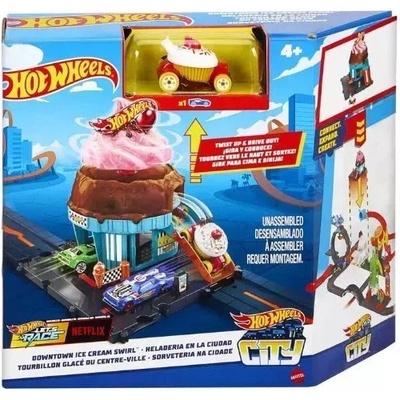 Mattel Hot Wheels City: Основни комплекти писти - Вихрушка със сладолед (HTN77)