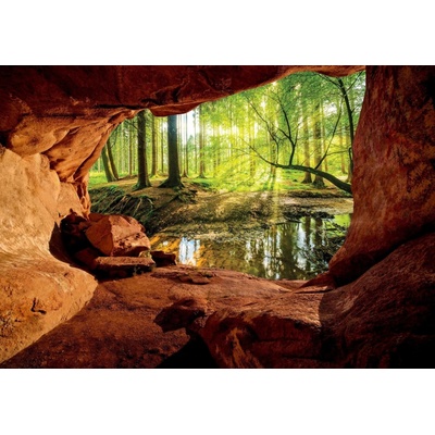 Postershop Fototapeta vliesováJeskyně u lužního lesa rozměry 416x254 cm