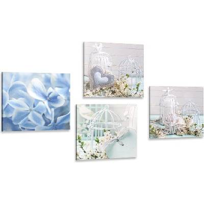 Set obrazů vojtěšky s modrou květinou - 4x 60x60