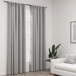 vidaXL Затъмняващи завеси с куки имитация лен 2 бр сиви 140x245 см (321174)