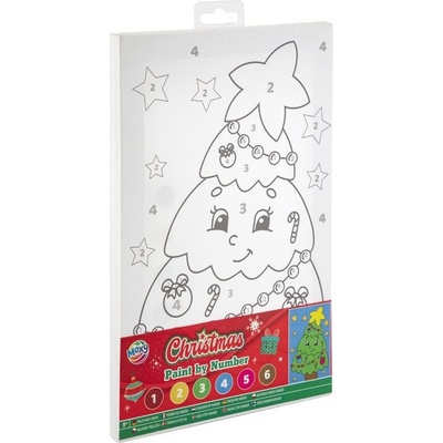GRAFIX Malování podle čísel Vánoční stromeček, plátno na rámu 19,5 x 29,7 cm