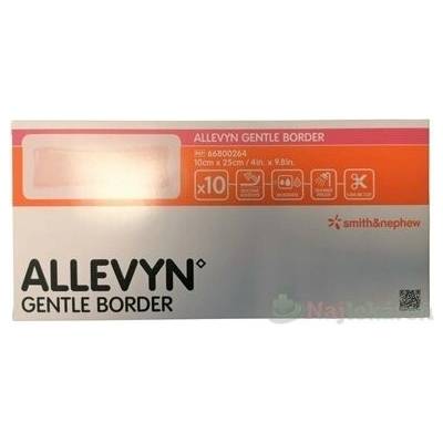 Smith & Nephew Medical Ltd. ALLEVYN Gentle Border Krytí na rány adhezivní hydrocelulární pěnové krytí se silikonovým gelem 10x25 cm 10 ks
