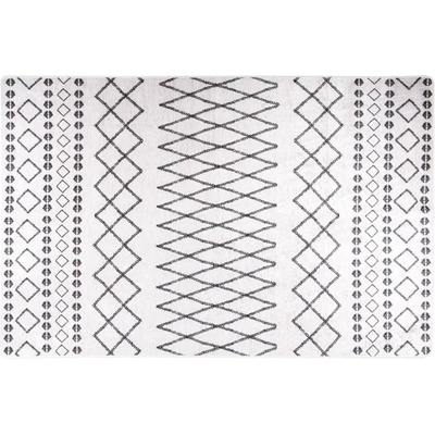 Килим, миещ се, 160x230 см, черно и бяло, противоплъзгащ