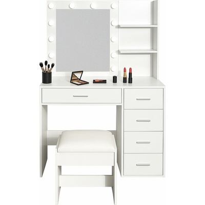 Aga toaletní stolek se zrcadlem a osvětlením matný bílý MRDT22 – Zbozi.Blesk.cz