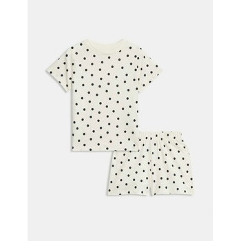 Marks & Spencer Пунктирана пижама от чист памук (1-16 години) Marks & Spencer кремав Marks & Spencer | Bezhov | Момчешки | 7-8 години