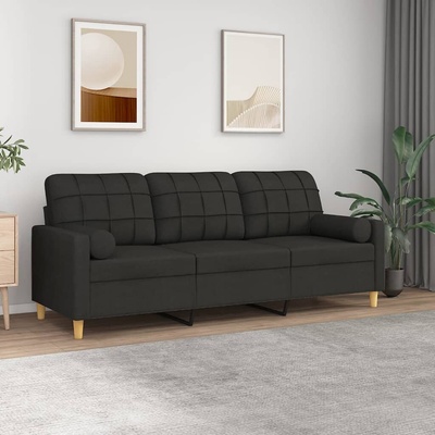 vidaXL 3místná pohovka s polštáři černá 180 cm textil 11461.3200794