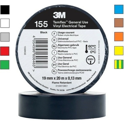 3M Temflex 155 Elektroizolačná páska 0,13 mm 19 mm x 20 m zelená