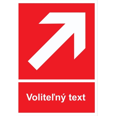 Piktogram Smer na dosiahnutie bezpečia vpravo hore/vľavo hore s textom 148x210 - 148x210 mm, SAMOLEPKA PVC, vpravo hore