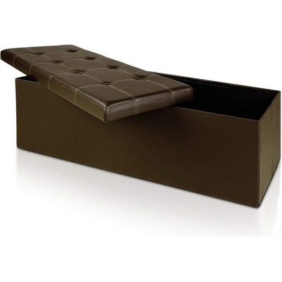 Goleto Čalouněná lavice s úložným prostorem 114 x 40 x 40 cm hnědá – Zboží Mobilmania