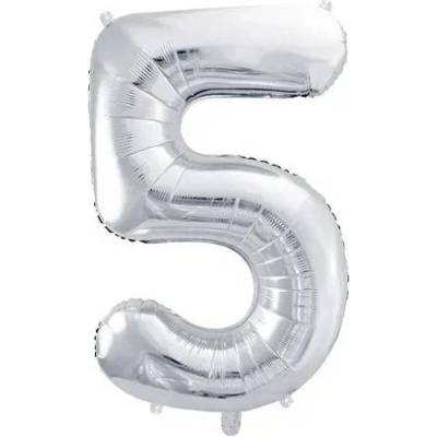 Party Deco Фолиев Балон Цифра, Сребро - 86см - 5 (fb1m-5-018)