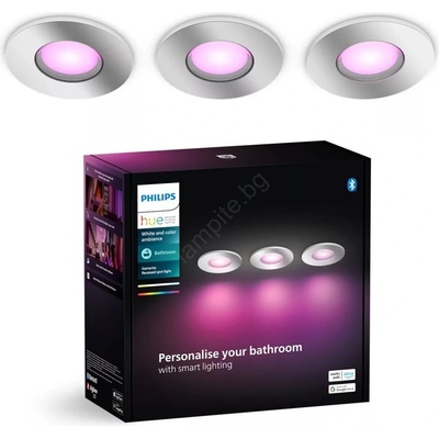 Philips-К-кт 3x LED RGBW Димируема лампа за баня Hue XAMENTO 1xGU10/4, 2W IP44 (P6196)