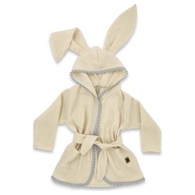 Baby Nellys Dětský mušelínový župan s oušky Bunny béžový